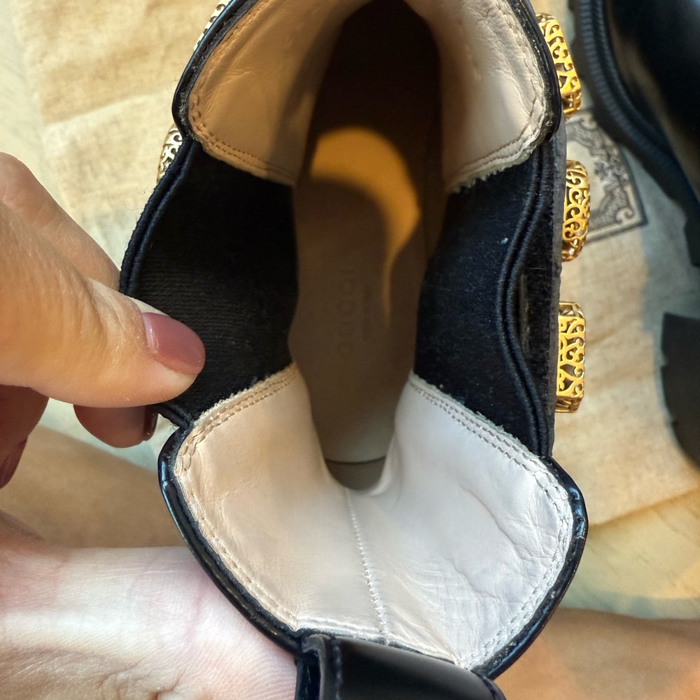 Gucci Calfskin Crystal GG Trip Chelsea Ankle Boots - Picture 8 of 8